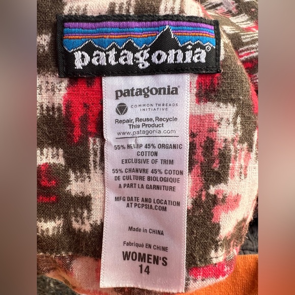 Patagonia Patterned Hemp & Organic Cotton Babydoll Strap Midi Dress Bwn(14) - Picture 15 of 15